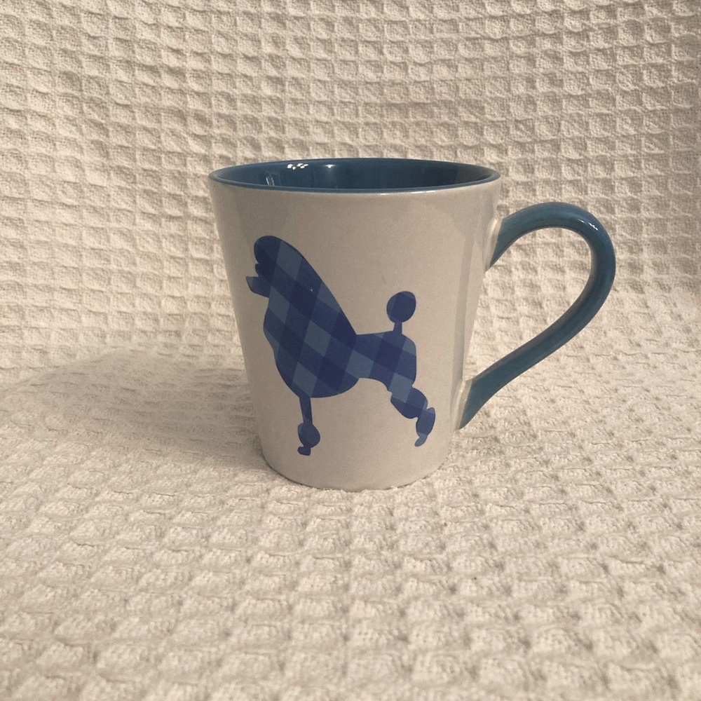 American Kennel Club Blue Plaid  Poodle Breed Dog Mug 16 Ounces